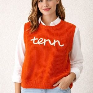 Cider Orange “Tenn” Sweater Vest Size M Knit Graphic Pullover